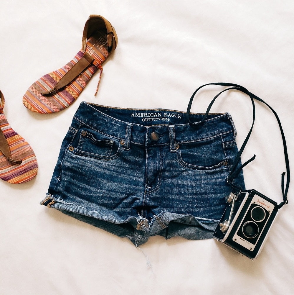 American Eagle Denim Shortie Shorts